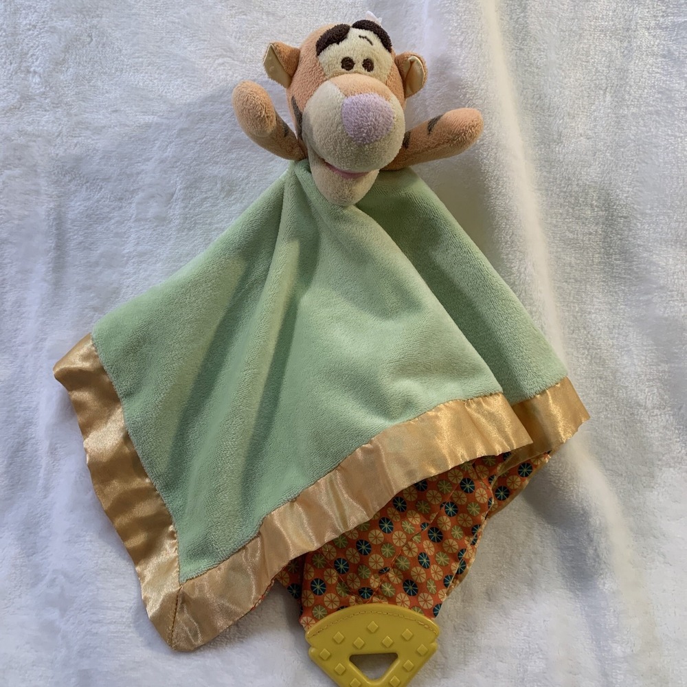 Disney Baby Tigger Lovey Crinkle Ears Plush Velour Tiggerific Green‎ Teether